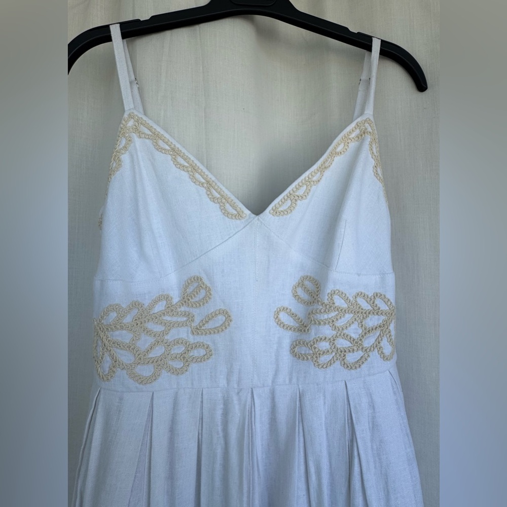Christian LaCroix white w/ cream embroidery smocked back sundress. Size S lined - Picture 3 of 14